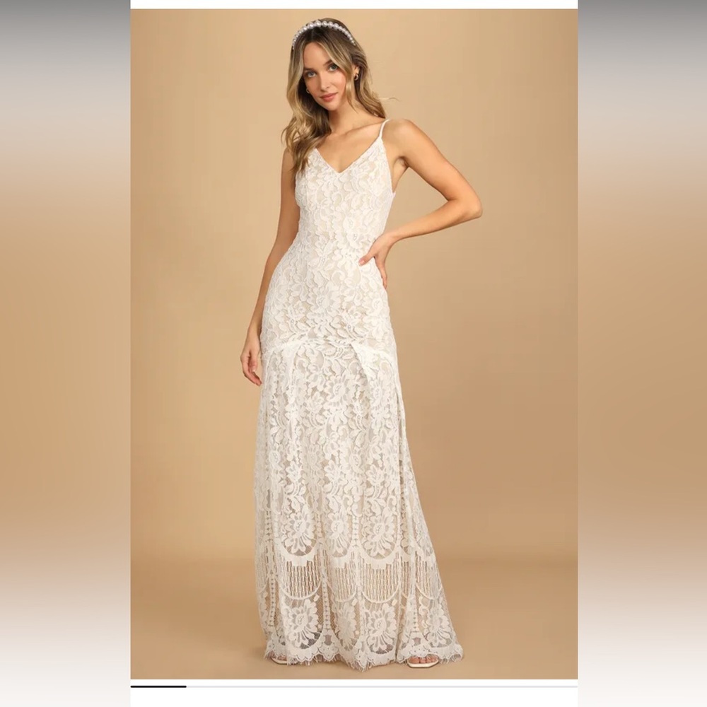 Lulus Flynn White Lace Maxi Dress